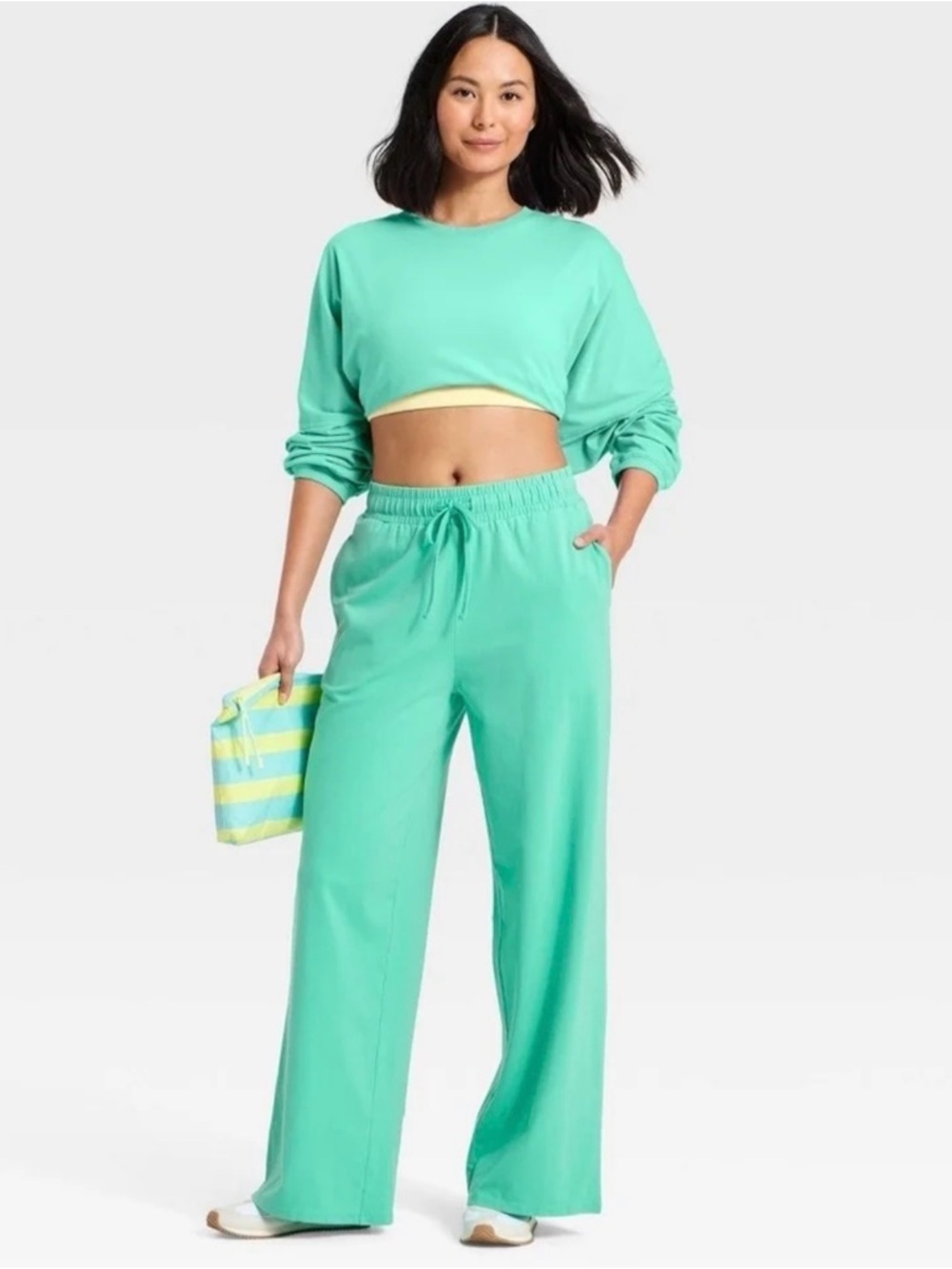 JoyLab Mint Green Wide-Leg Lounge Pants